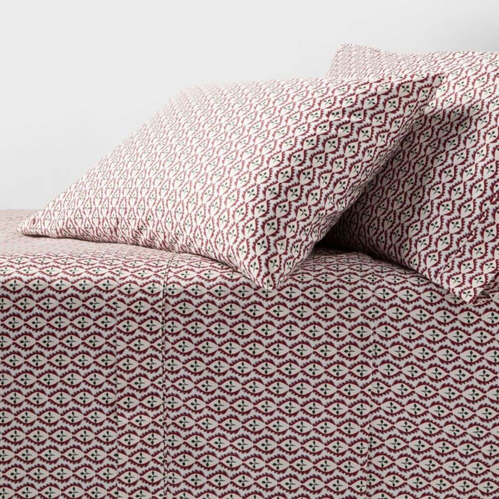 Full 400 Thread Count Christmas Holiday Performance Sheet Set Woodblock Leaf